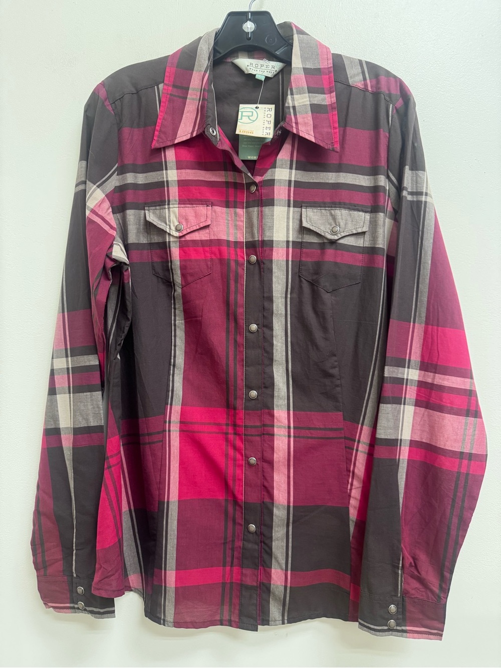 NWT Roper Wear the West Plaid Button Snap Large